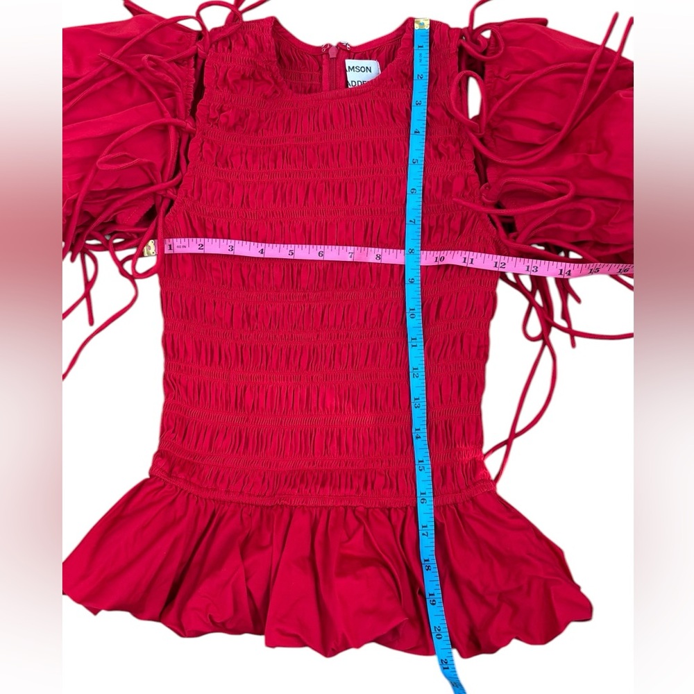 Damson Madder Becca Multi Way Blouse Cherry Red Organic Cotton Size 4 Size 8 UK - Picture 11 of 16